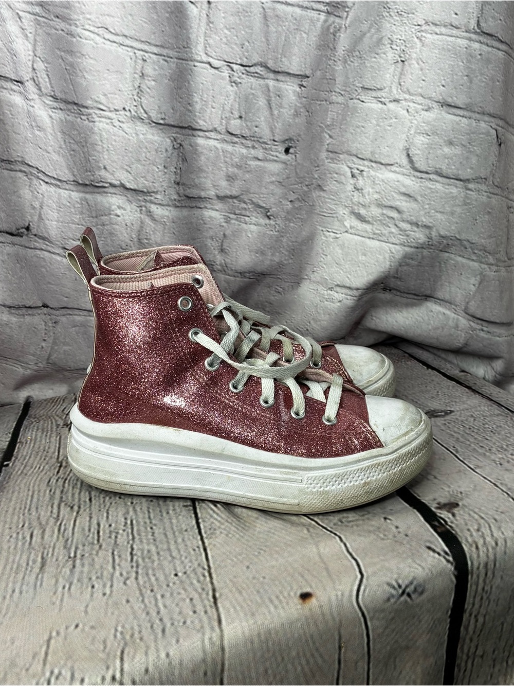Converse Chuck Taylor All Star Move Platform Glitter Pink High Top Sneakers Sz 3